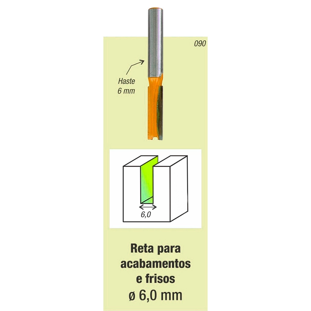 Fresa Tupia Paralela 6mm Haste 6mm