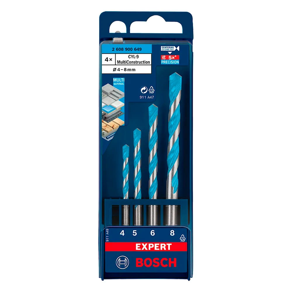 Kit 4un Broca 4 a 8mm Multiconstruction CYL-9 Bosch