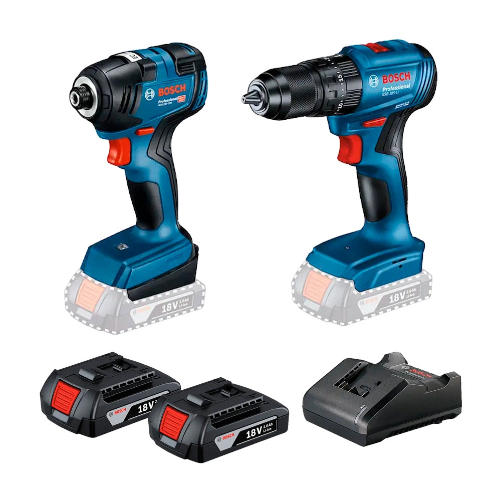 Kit Parafusadeira e Furadeira 2 Bat 2AH 18V Bivolt GSB185-LI + GDR18V-200 Bosch