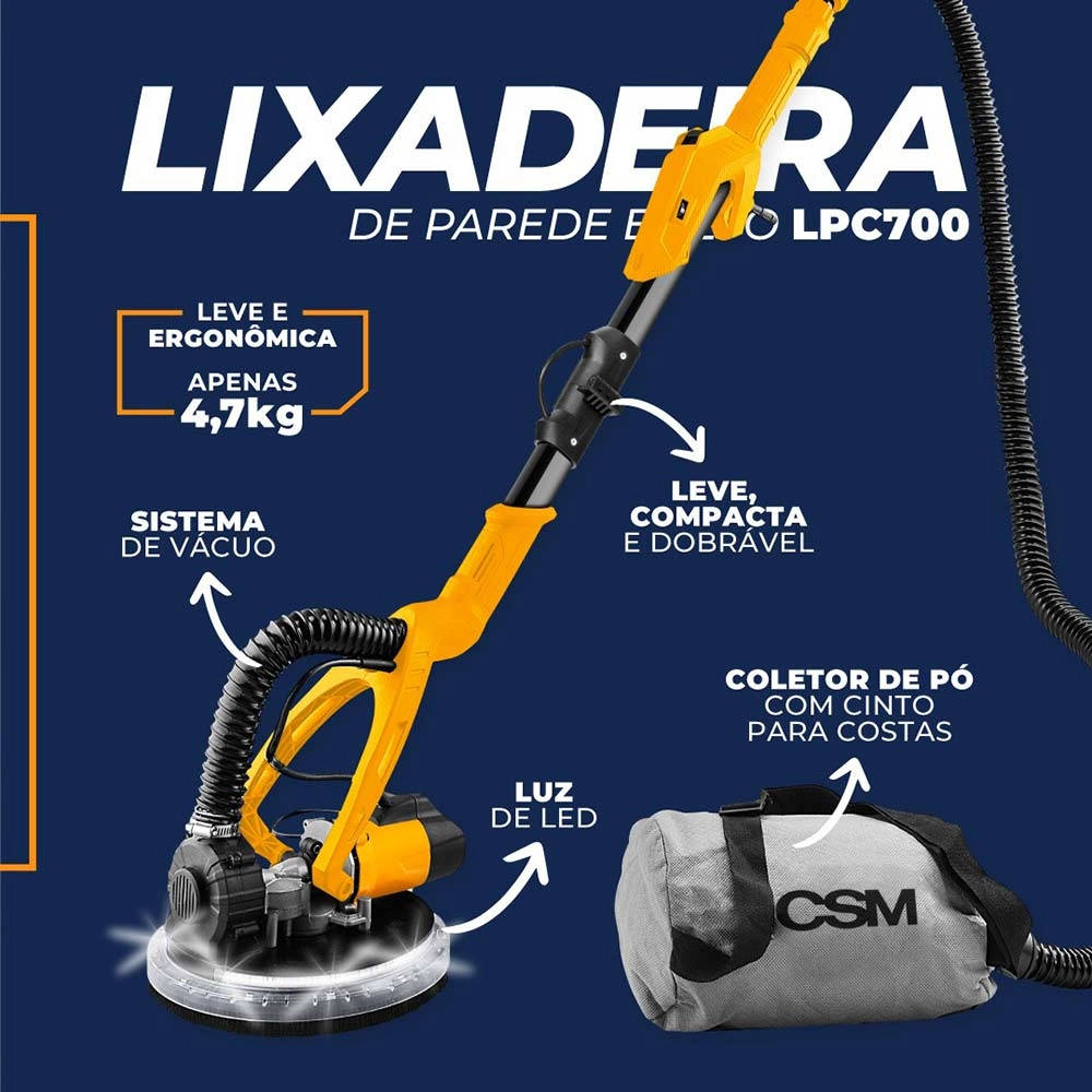 Lixadeira Telescópica Parede e Teto Girafa LED 700W LPC700 CSM
