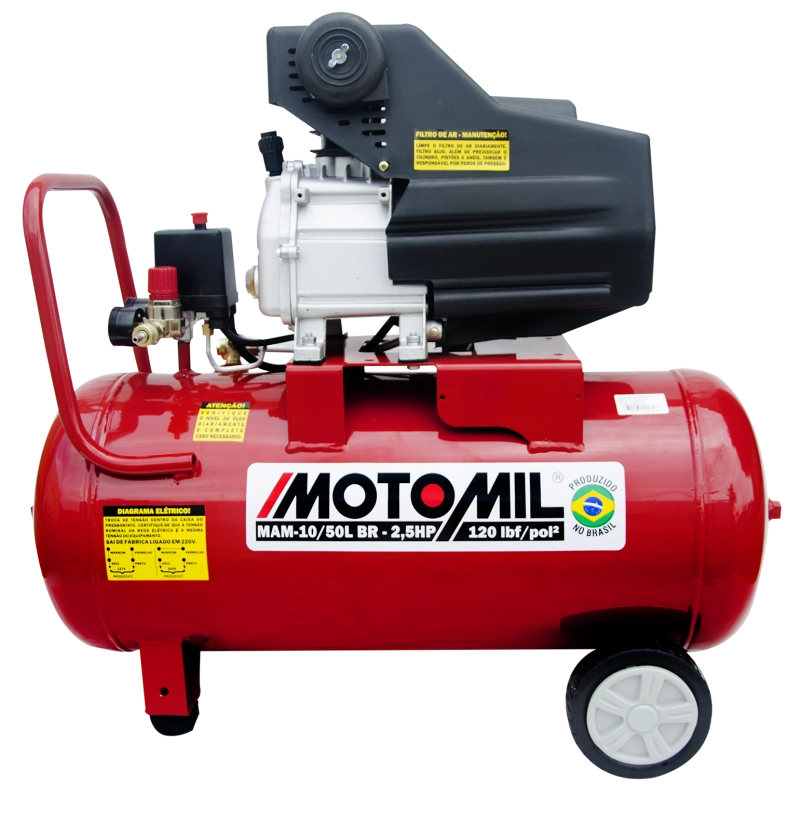 Motocompressor de Ar 2HP Monofásico 120PSI MAM-8,7/50BR Motomil Motocompressor de Ar 2HP Monofásico 120PSI MAM-8,7/50BR Motomil