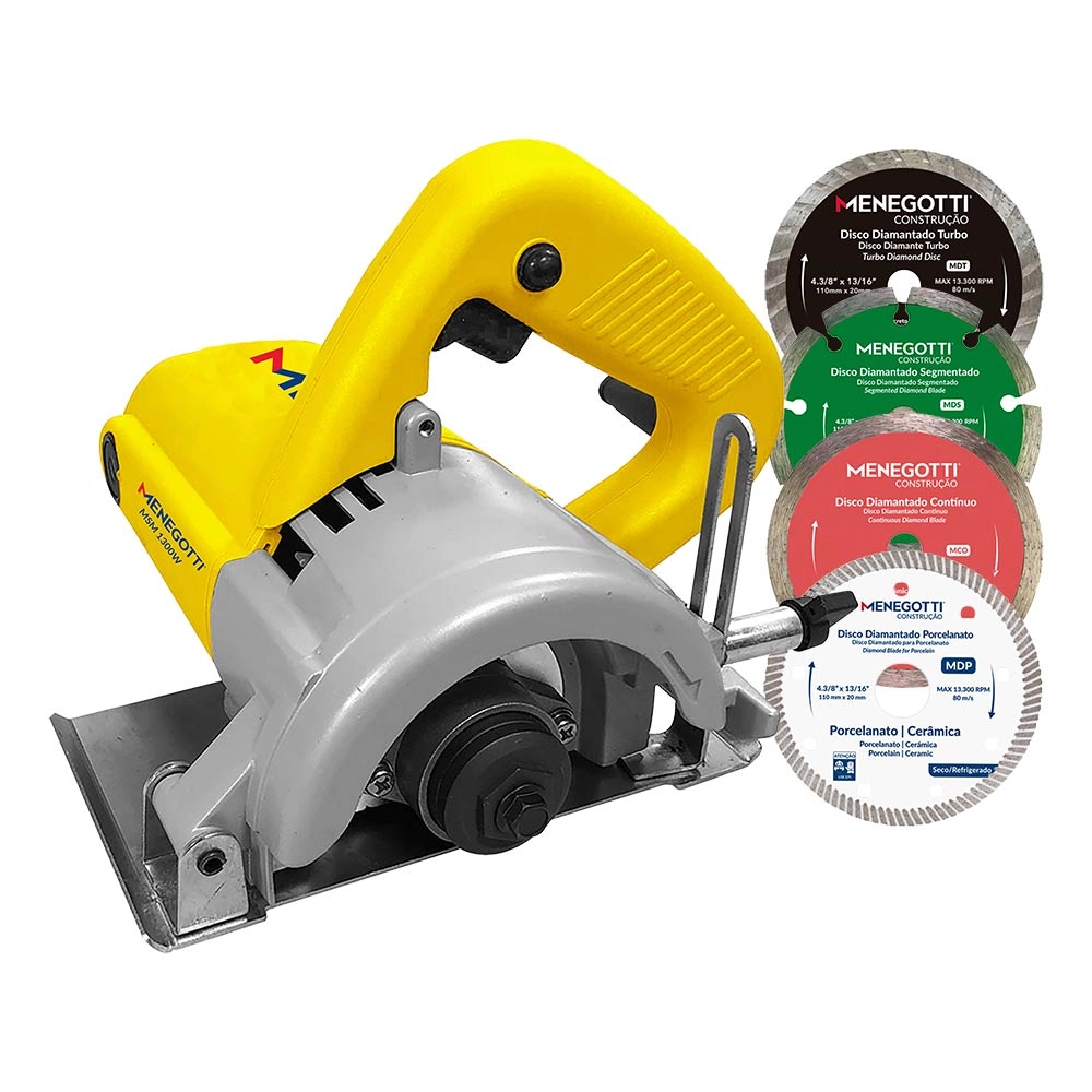 Serra Circular Mármore Com Kit Refrigeração MSM1300W + 4 Disco Diamantados Menegotti Serra Circular Mármore Com Kit Refrigeração MSM1300W + 4 Disco Diamantados Menegotti