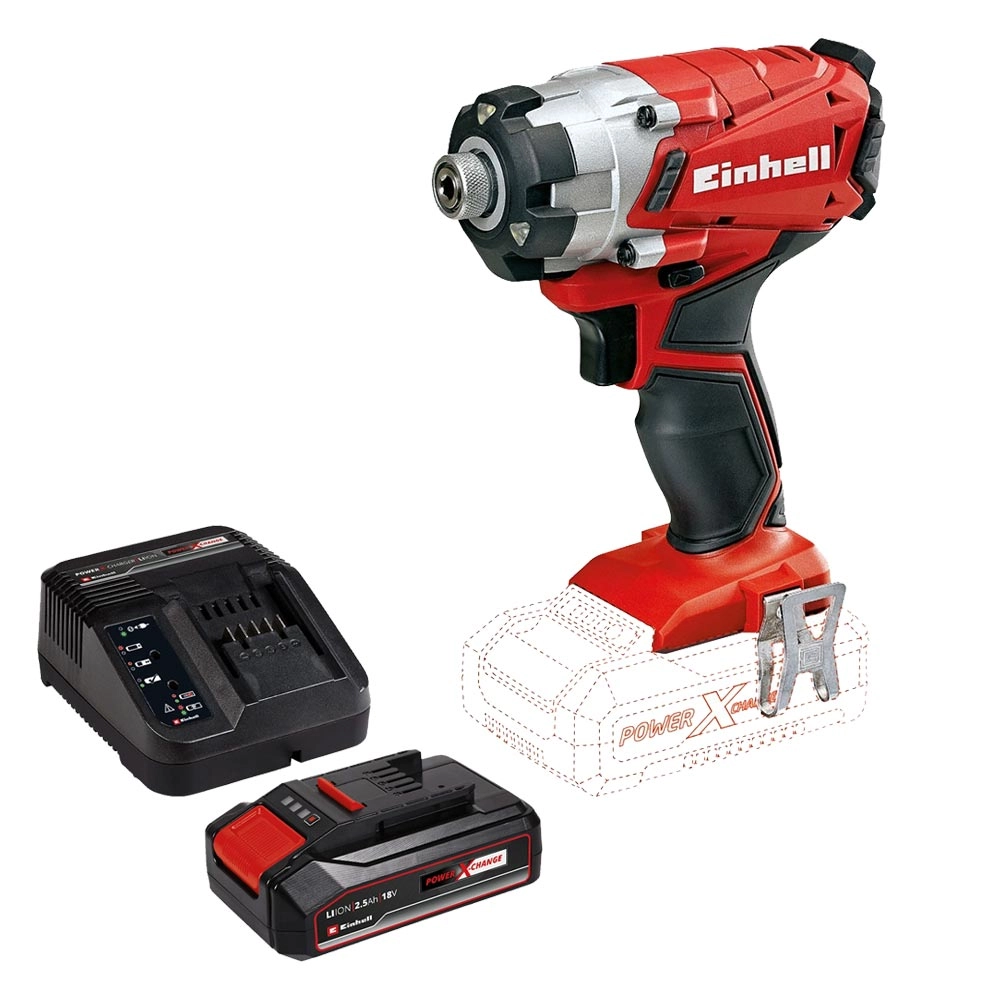 Parafusadeira Chave de Impacto 1/4 Pol Com Bateria e Carregador 18V 2,5Ah TE-CI 18/1 Li Einhell