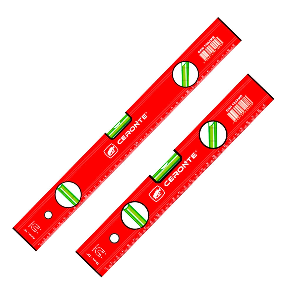 Kit 2 Nível Magnético Alumínio 12" (30cm) e 16" (40cm) Ceronte Kit 2 Nível Magnético Alumínio 12" (30cm) e 16" (40cm) Ceronte