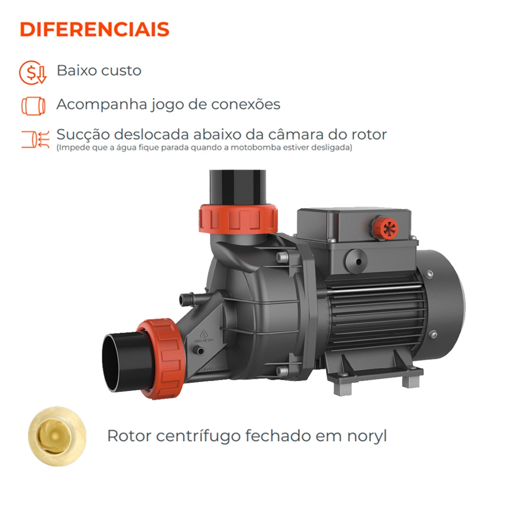 Motobomba Hidromassagem Monof 1HP 127/220V LSPA1100 Lepono Motobomba Hidromassagem Monof 1HP 127/220V LSPA1100 Lepono
