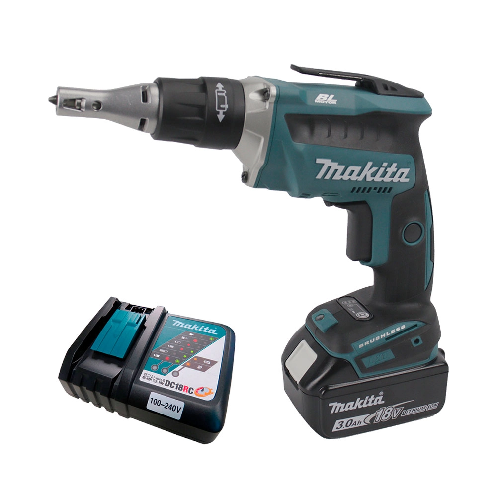 Parafusadeira Drywall 1/4" Bateria 3Ah 18V e Carregador DFS452ZP Makita