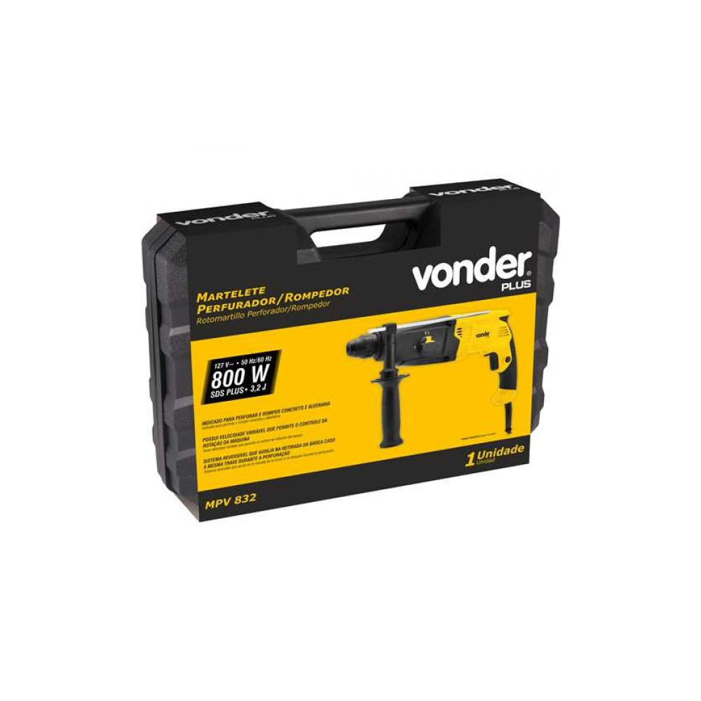 Martelete Sds Plus Perfurador e Rompedor 3 Modos 800w 3,2j MPV832KIT Vonder