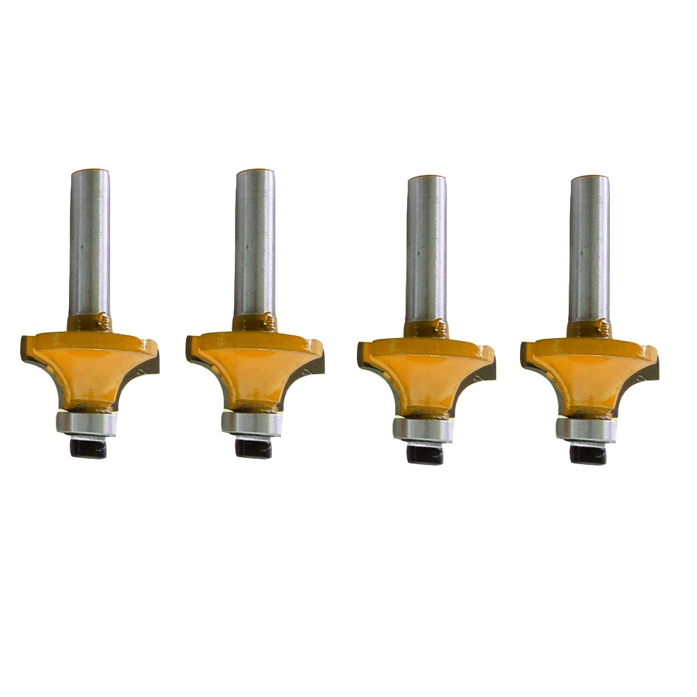 Kit 4 Fresa Tupia Canto Arredondado Rolamentada Raio 6,3mm Haste 6mm