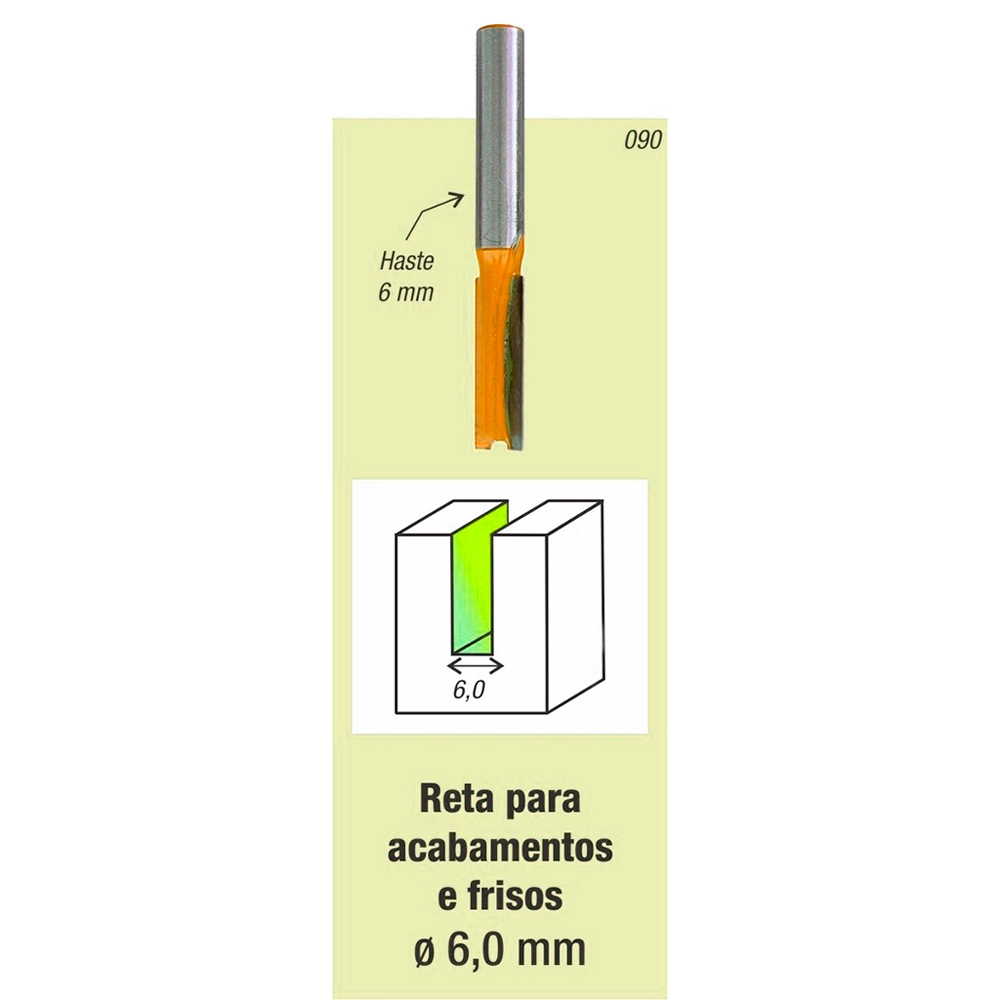 Kit 10 Fresa Tupia Paralela 6mm Haste 6mm