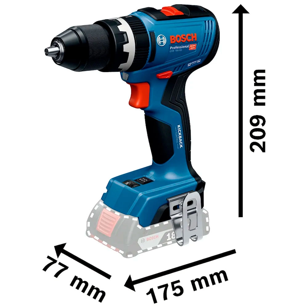 Parafusadeira Furadeira Impacto 18V 2 Bateria 2,0Ah Brushless GSB 18V65 Bosch