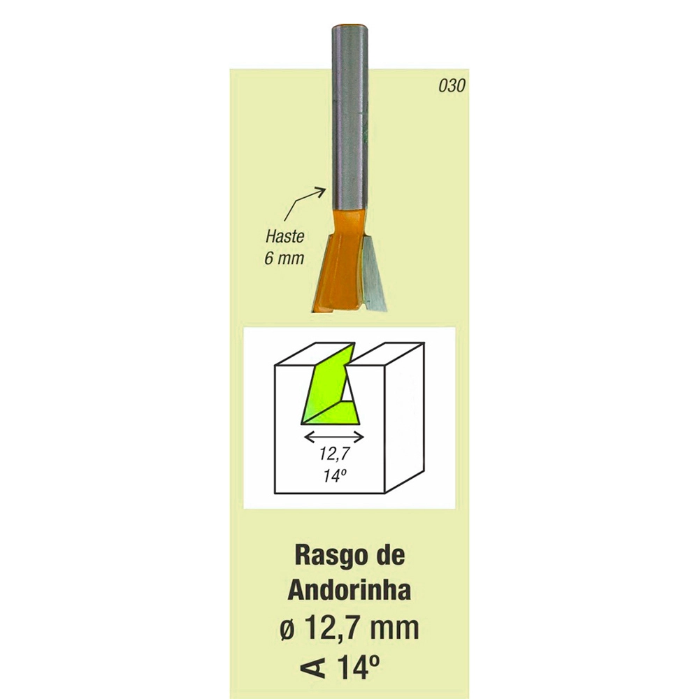 Kit 4 Fresa Tupia Encaixe Rabo De Andorinha 12,7mm Haste 6mm