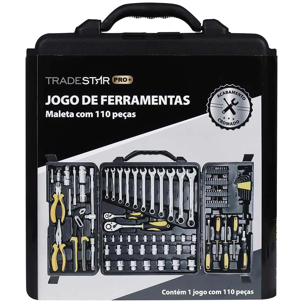 Jogo Ferramentas Profissional 110 peças Cromo Vanadium 49103 Tradestar