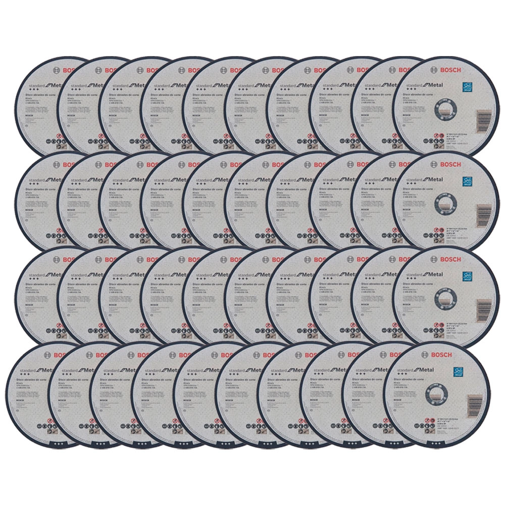 Kit 40 Discos de corte A 30 S BF para metal e inox 180x3mm Bosch