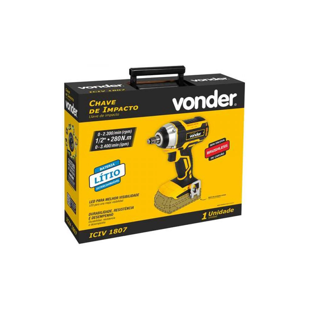 Chave de Impacto Com Bateria e Carregador 18V 4Ah ICIV1807 Vonder