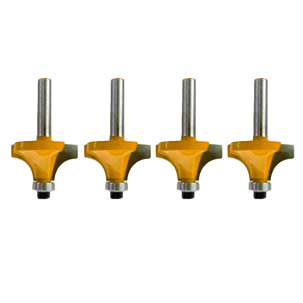 Kit 4 Fresa Tupia Canto Arredondado Rolamentada Raio 9,5mm Haste 6mm