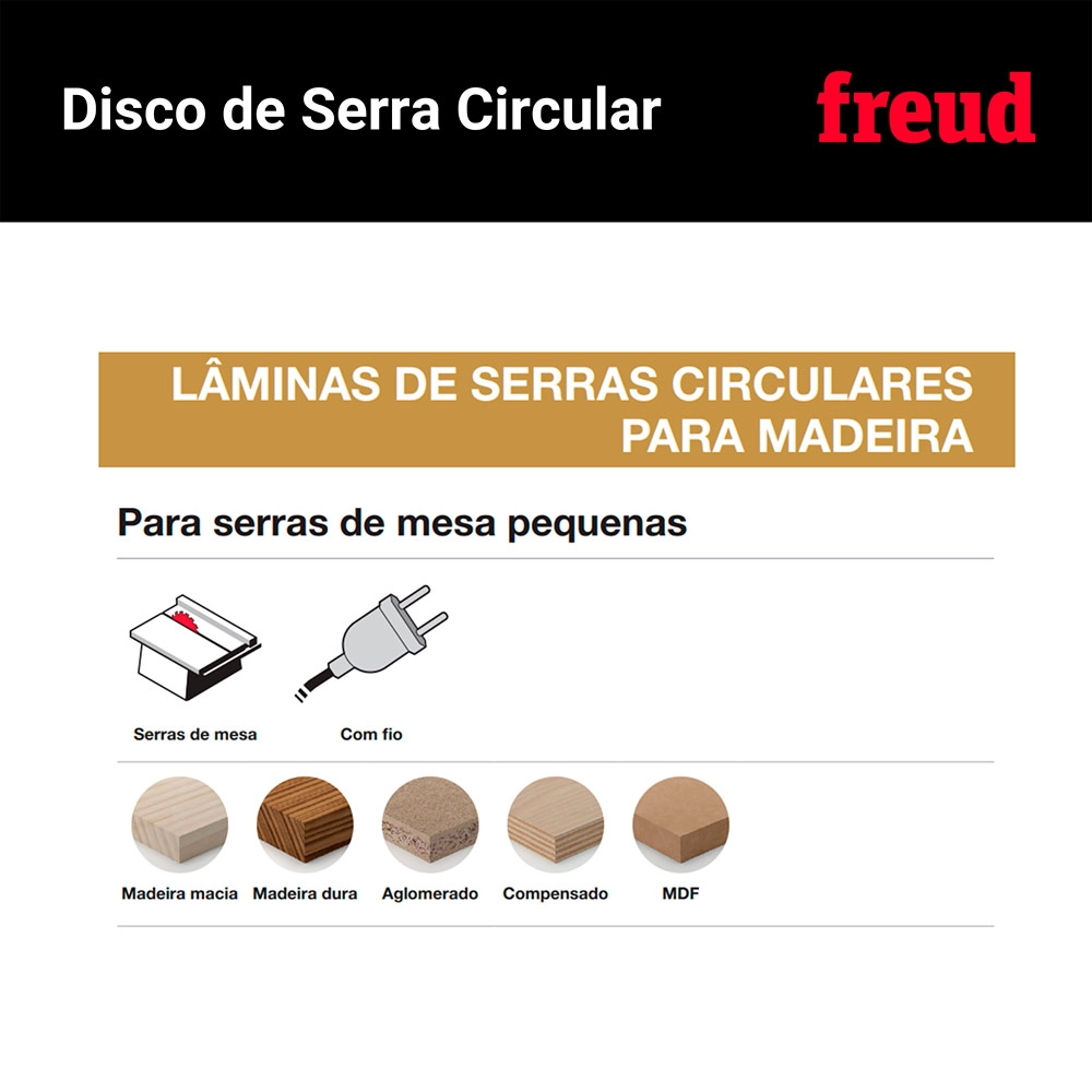 Disco de Serra Madeira 250mm (10Pol) 24 dentes FR23W001T Freud