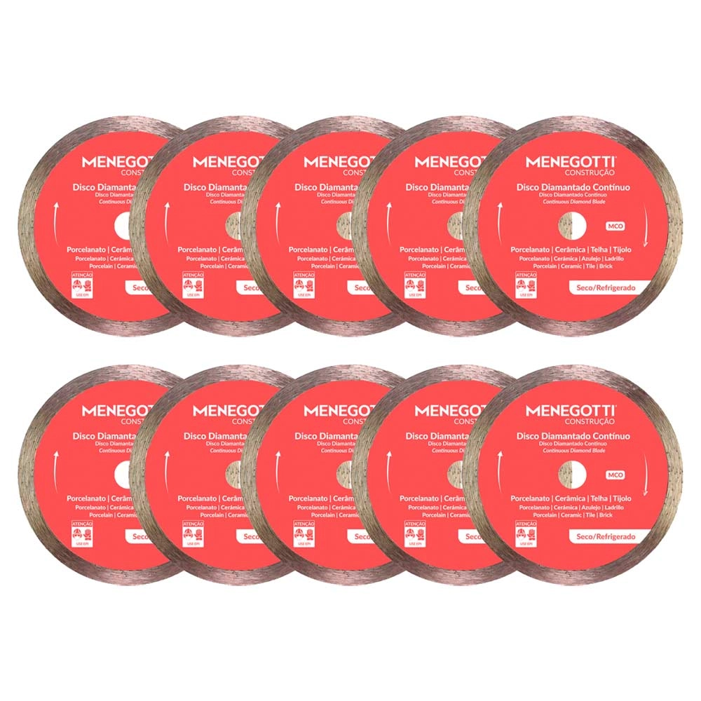Kit 10 Disco Diamantado Continuo 4.3/8 Pol (110mm) MCO Menegotti