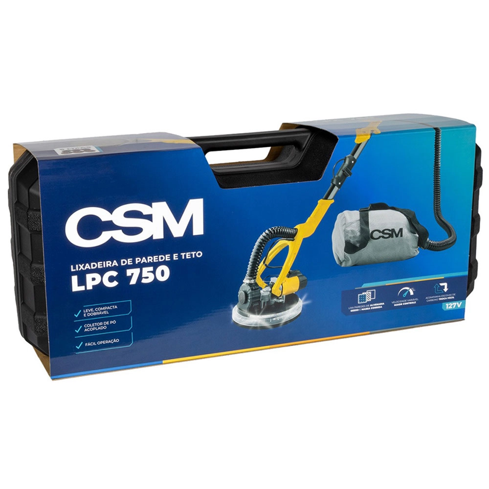 Lixadeira Telescópica Parede e Teto Girafa Com Maleta 750W LPC750 CSM Lixadeira Telescópica Parede e Teto Girafa Com Maleta 750W LPC750 CSM