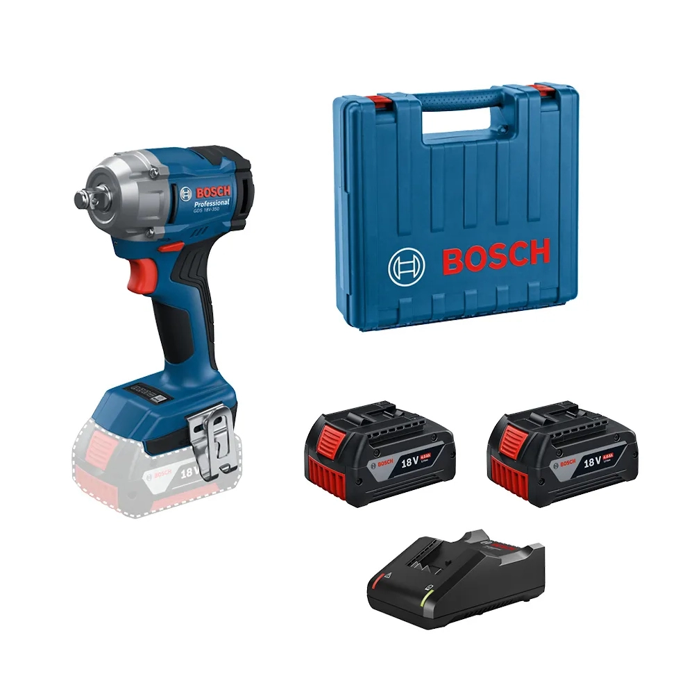 Chave de Impacto 1/2'' 2 Baterias e Carregador 4Ah 18V Brushless GDS18V350 Bosch Chave de Impacto 1/2'' 2 Baterias e Carregador 4Ah 18V Brushless GDS18V350 Bosch