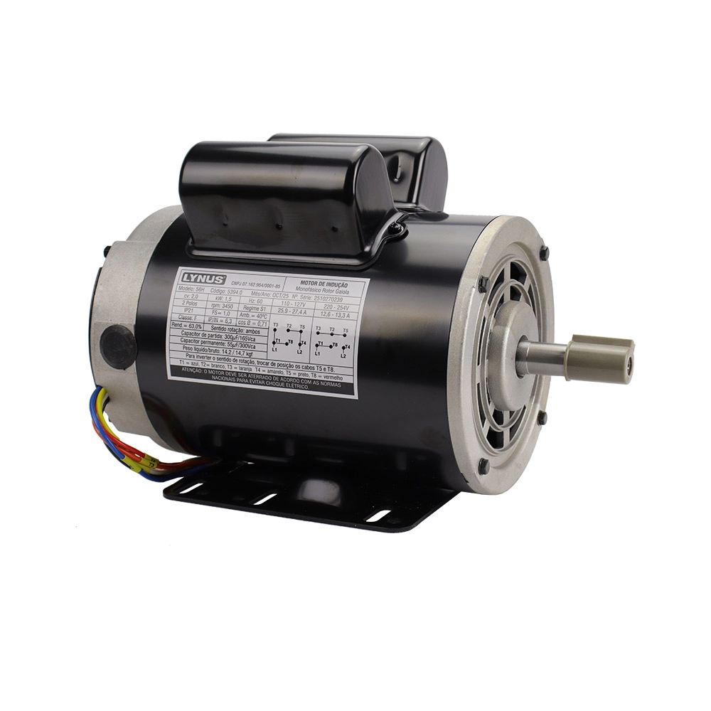 Motor Elétrico 2CV 2 Pólos Monof Bivolt Reversível IP21 56H Lynus Motor Elétrico 2CV 2 Pólos Monof Bivolt Reversível IP21 56H Lynus