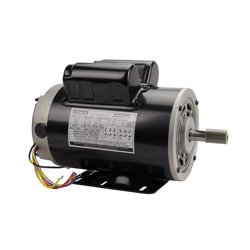 Motor Elétrico 2CV 4 Pólos Monof Bivolt Reversível IP21 56H Lynus